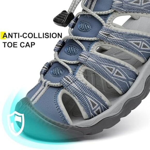 Dannto Women's 6-11 US Sport Hiking Sandals Blue Closed Toe Outdoor Athletic Wal - Picture 7 of 13
